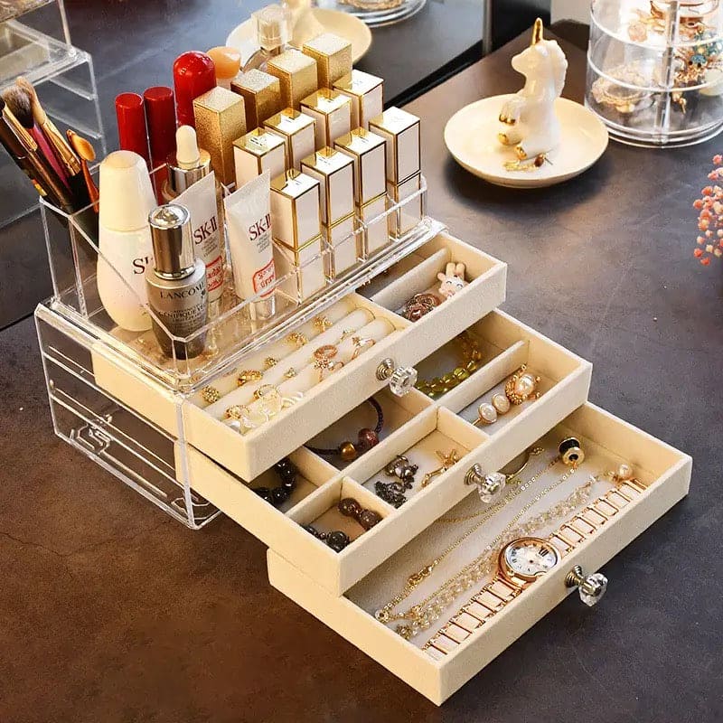 New Acrylic Jewellery Organizer Box, Earrings Ring Necklace Velvet Storage Case, Lipstick Makeup Organizer Display Stand, Drawer-Type Transparent Cosmetic Storage Box, Luxury Jewellery Storage Box Organizer New Acrylic Jewellery Organizer Box, Earrings Ring Necklace Velvet Storage Case, Lipstick Makeup Organizer Display Stand, Drawer-Type Transparent Cosmetic Storage Box, Luxury Jewellery Storage Box Organizer